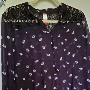 Black chiffon with skulls blouse